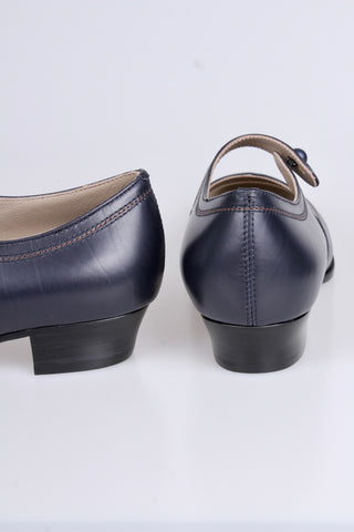 Alltagsschuh im Stil der 1920er Jahre - Marineblau - Ruby