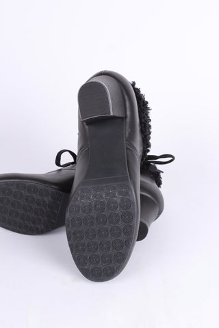 Weiche 40er/50er-Jahre-Booties mit Woll-Shearling - schwarz - Karin