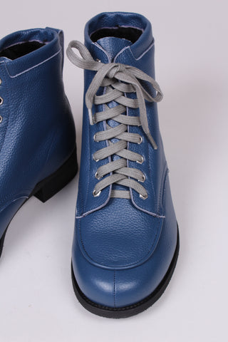 Winter-Schneestiefel aus den 1930er und 1940er Jahren mit Fellfutter - Blau - Rita