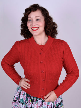 Strickjacke im 40er-Jahre-Stil – Rot – Joanne