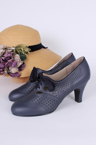 Oxford-High Heels aus den frühen 1930er Jahren – Marineblau – Marie