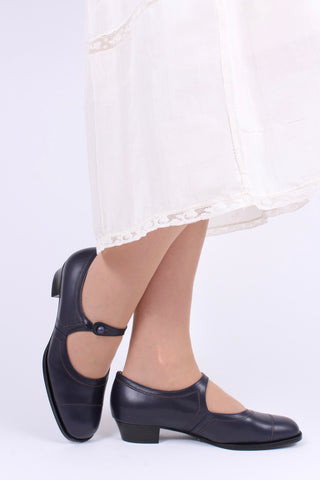 Alltagsschuh im Stil der 1920er Jahre - Marineblau - Ruby