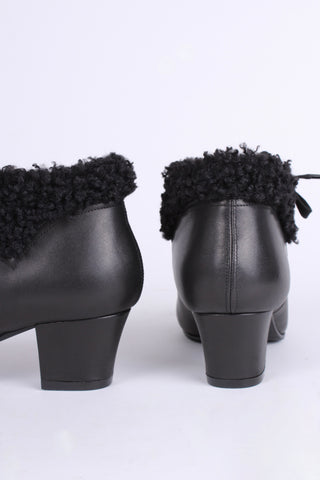 Weiche 40er/50er-Jahre-Booties mit Woll-Shearling - schwarz - Karin