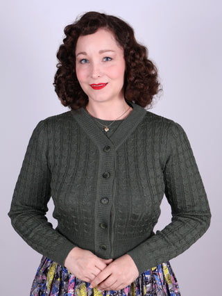 Strickjacke im Stil der 1940er/1950er Jahre – Grün – Joanne