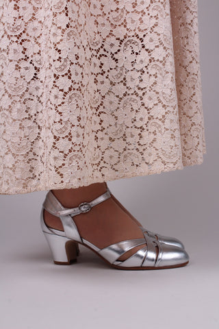 30er Jahre Sandale - Silber - Marlene