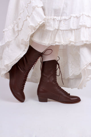 1910s Everyday Lace-up - Dark Brown - Ruth
