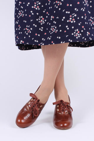 Oxford-High Heels aus den frühen 1930er Jahren – Cognacbraun – Marie