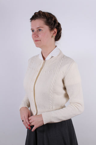 Strickjacke im Vintage-Stil der 1940er Jahre - Off White - Vera