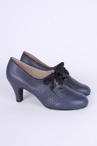 Oxford-High Heels aus den frühen 1930er Jahren – Marineblau – Marie