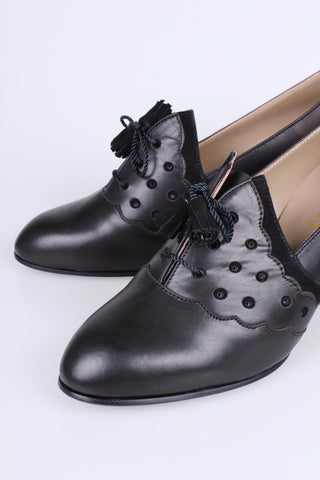 Oxford-Schuhe für jeden Tag im Stil der 1930er mit Quasten – Schwarz – Mildred