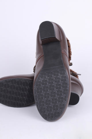 Weiche 40er/50er-Jahre-Booties mit Woll-Shearling - Dunkelbraun - Karin
