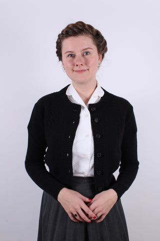 Strickjacke im Vintage-Stil der 1940er Jahre - Schwarz - Vera