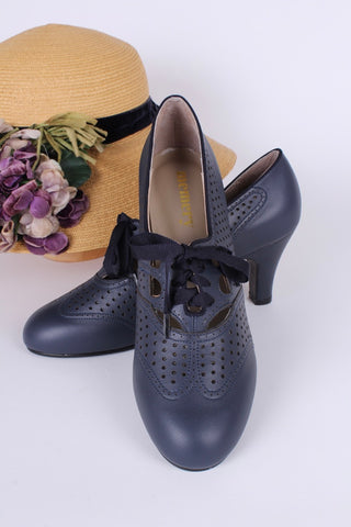 Oxford-High Heels aus den frühen 1930er Jahren – Marineblau – Marie