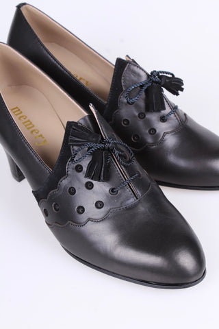 Oxford-Schuhe für jeden Tag im Stil der 1930er mit Quasten – Schwarz – Mildred