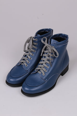 Winter-Schneestiefel aus den 1930er und 1940er Jahren mit Fellfutter - Blau - Rita