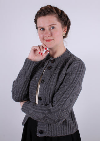 Strickjacke im Vintage-Stil der 1940er Jahre - Dunkelgrau - Ingrid