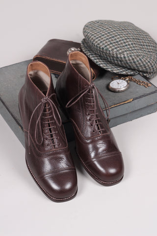 Herren-Lederstiefelette im Stil der späten 20er/30er Jahre für jeden Tag - Dunkelbraun - Tom