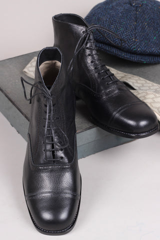 Herren-Lederstiefelette im Stil der späten 20er/30er Jahre für jeden Tag - Schwarz - Tom