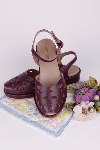 1940s / 50s style summer sandals /  wedges - Plum - Sidse