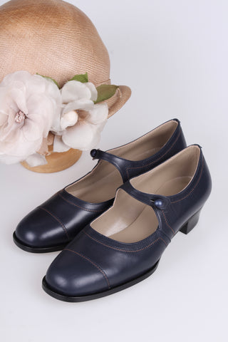 1920s everyday shoe - Navy Blue - Ruby