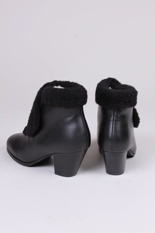 50s style pump booties with wool - Black - Maria