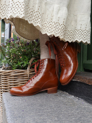 1910s / 1920s style everyday leather boot - Brown - Britta - memery