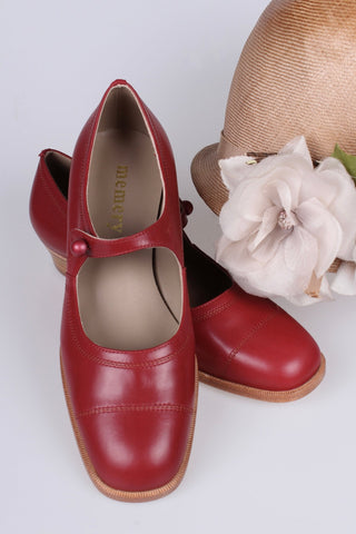 1920s everyday shoe - Red - Ruby - memery