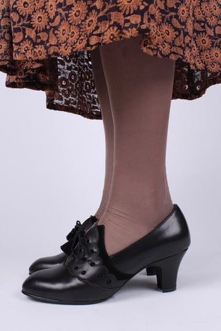 1930s everyday Oxford shoes with tassels - black - Mildred - memery