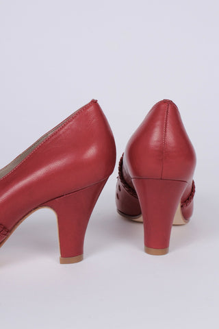 1930s pumps with decorations in suede - red - Stella - memery