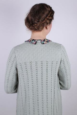 1930s style long cardigan / swagger jacket - Apple green - Isabel - memery