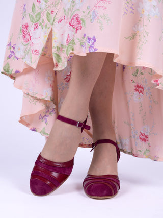 1930s two - tone evening shoes - Burgundy - Thelma - memery