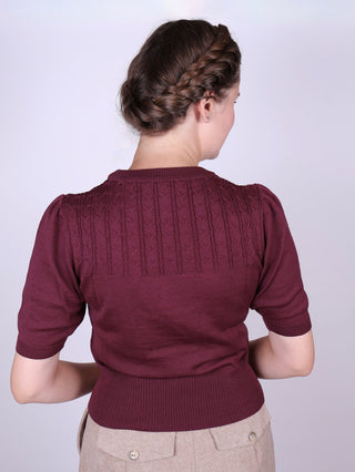 1940s / 1950s style short - sleeved pullover - Plum - Sally - memery