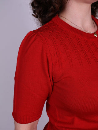 1940s / 1950s style short - sleeved pullover - Red - Sally - memery