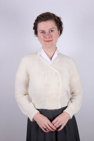 1940s / 1950s vintage style mohair cardigan - Cream - Kirsten - memery