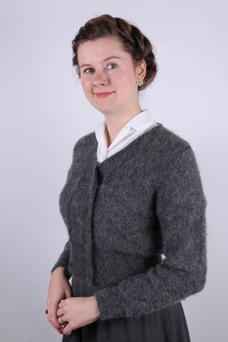 1940s / 1950s vintage style mohair cardigan - Dark grey - Kirsten - memery