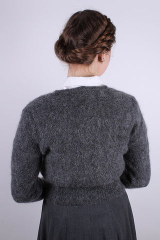 1940s / 1950s vintage style mohair cardigan - Dark grey - Kirsten - memery