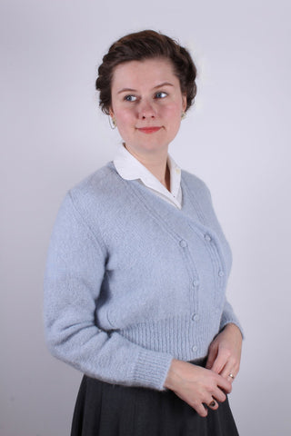 1940s / 1950s vintage style mohair cardigan - Dusty light blue - Kirsten - memery