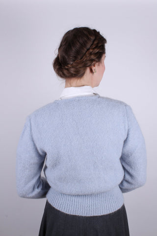 1940s / 1950s vintage style mohair cardigan - Dusty light blue - Kirsten - memery