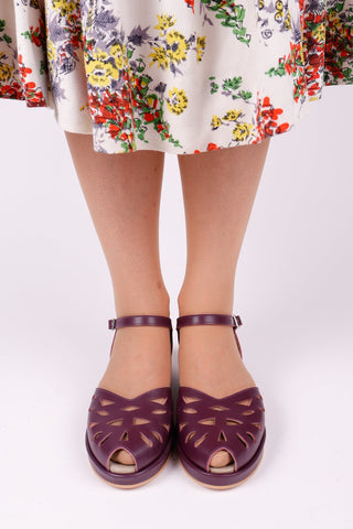 1940s / 50s style summer sandals / wedges - Plum - Sidse - memery