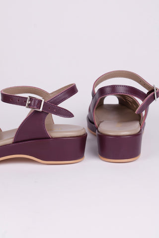 1940s / 50s style summer sandals / wedges - Plum - Sidse - memery