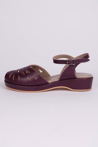1940s / 50s style summer sandals / wedges - Plum - Sidse - memery