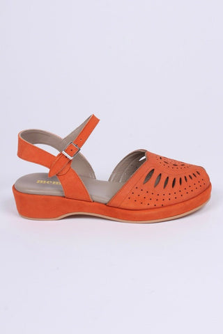 1940s / 50s suede wedge sandals - Apricot - Ella - memery