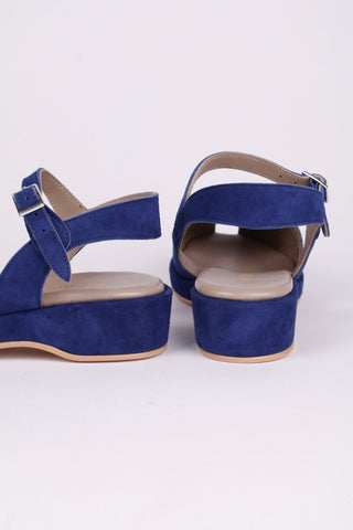 1940s / 50s suede wedge sandals - Blue - Ella - memery