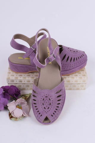 1940s / 50s suede wedge sandals - Lavender - Ella - memery