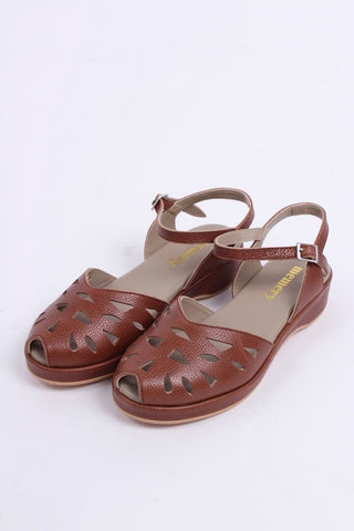 1940s / 50s summer wedge sandals - Brown - Sidse - memery