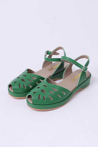 1940s / 50s summer wedge sandals - Green - Sidse - memery