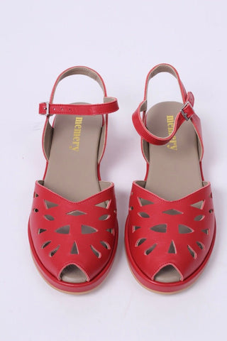 1940s / 50s summer wedge sandals - Red - Sidse - memery