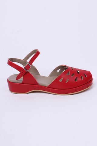 1940s / 50s summer wedge sandals - Red - Sidse - memery