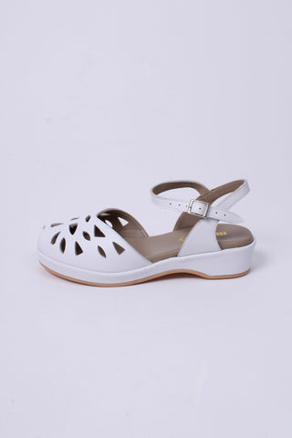 1940s / 50s summer wedge sandals - White - Sidse - memery