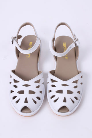 1940s / 50s summer wedge sandals - White - Sidse - memery